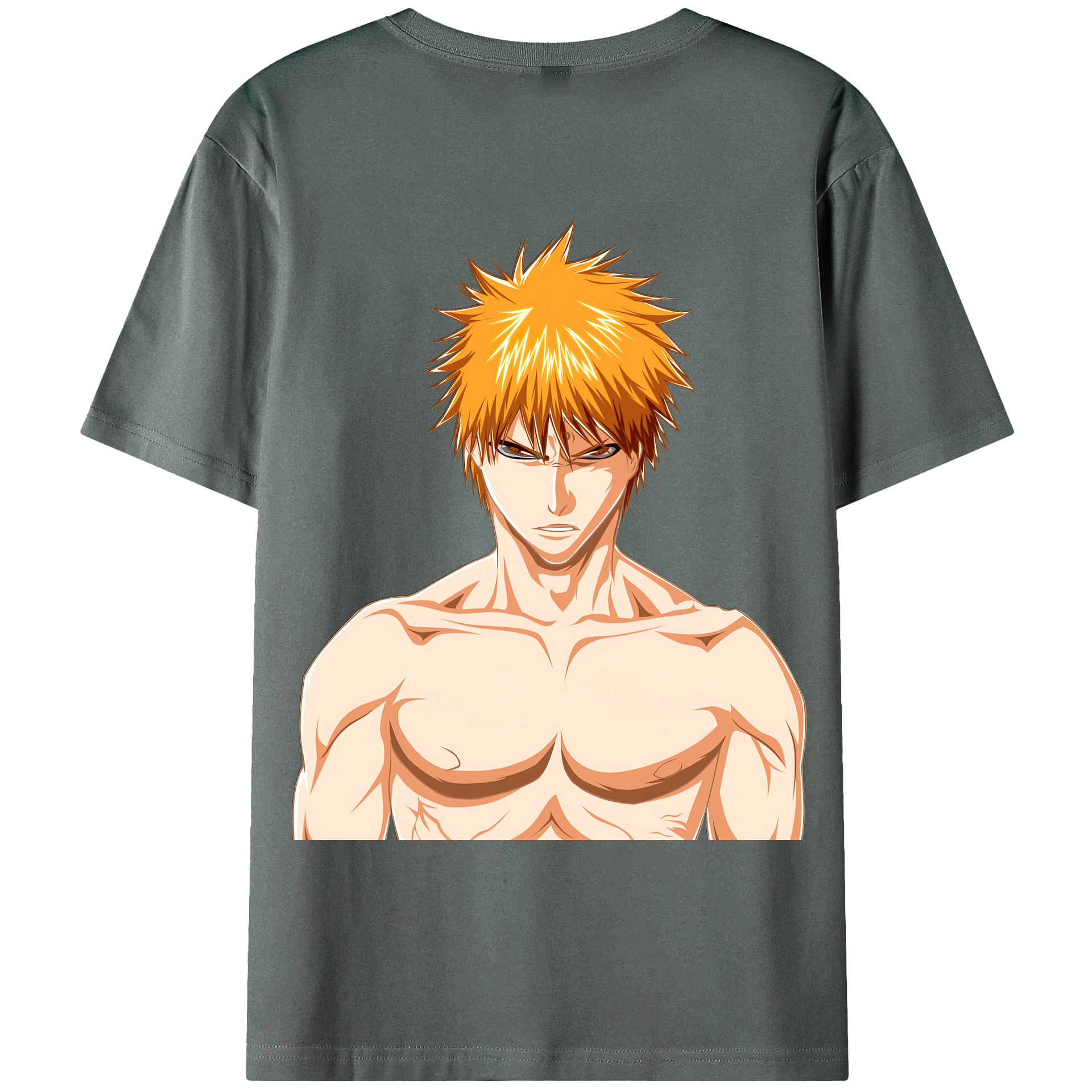 （画像用） ブリーチ 黒崎一護（くろさき いちご）BLEACH Kurosaki Ichigo 綿100％ メンズ半袖Tシャツ（バックプリント） 通気性